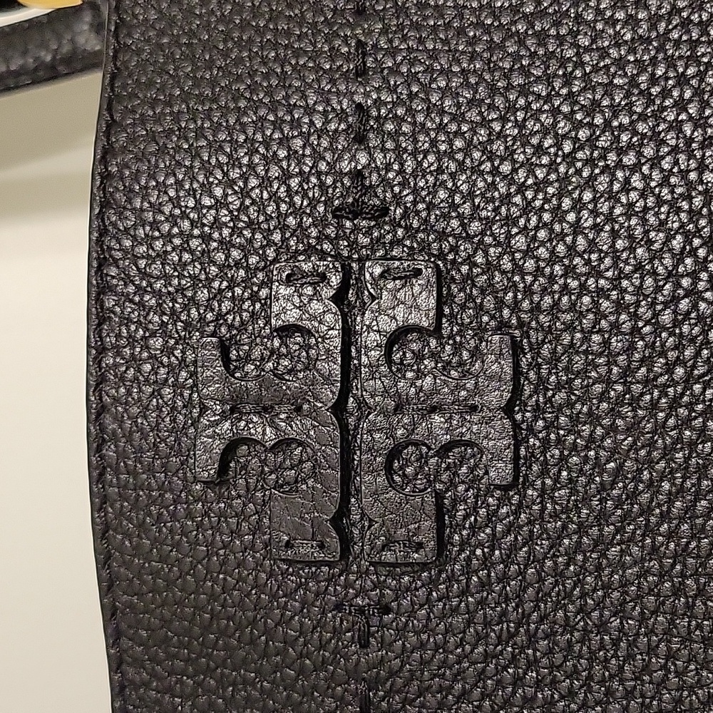 Tory Burch Black Pebbled Leather Tassel Tote - Picture 5 of 9